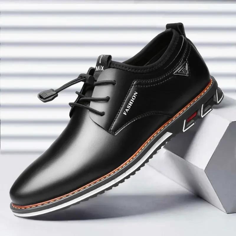 2025 British Style Casual Shoes for Men High Quality Mens PU Leather Shoes Comfortable Fashionable Large Size Male Leather Shoes