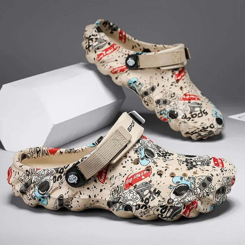 Новые мужские летние повседневные персонализированные тапочки камуфляжного цвета на толстой подошве, универсальные легкие пляжные туфли из ЭВА