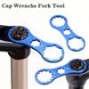 1 Pc Aluminum Alloy Bike Front Fork Repair Tool, Multi-Size Spanner Wrench for Fork Cap Removal & Installation, Blue, for Mountain & Road Bicycles MTB