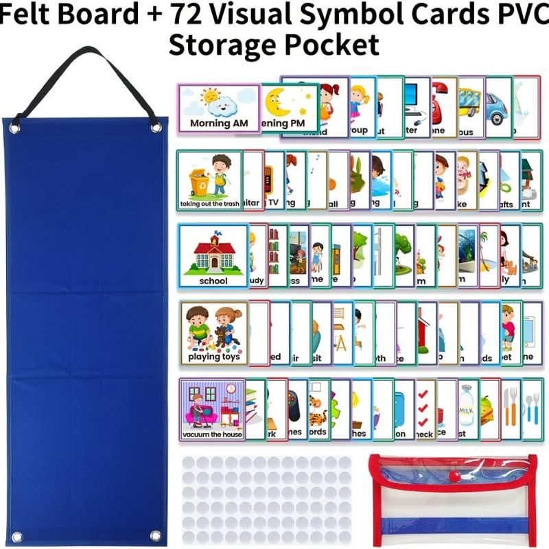 Kids Visual Schedule Daily Routine Chart with Removable Cards and Velcro Wall Hanging Educational Activity Planner