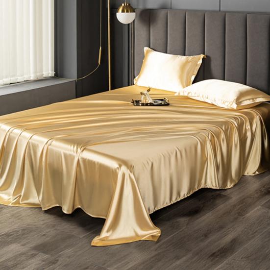 Yousheng Glossy Satin Sheets Solid Color Bed Sheet with 2 Pillowcases Cooling Wrinkle-Free Silky Smooth Sheets for Most Bed Sizes