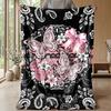 Pig with Flower Necklace Among Butterflies and Roses Theme blanket Lightweight Warm Flannel Blanket Decorative Throw Blanket for Home Decoration