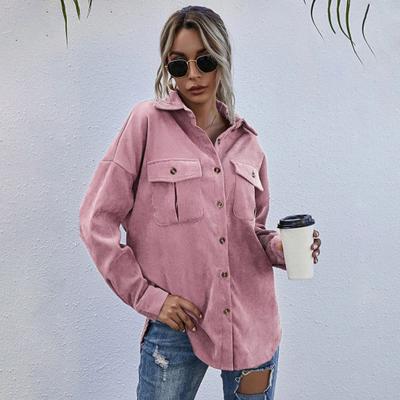 Пальто весна-осень с нагрудными карманами, отложным воротником на пуговицах, однотонная вельветовая куртка, свободная повседневная верхняя одежда для путешествий и работы