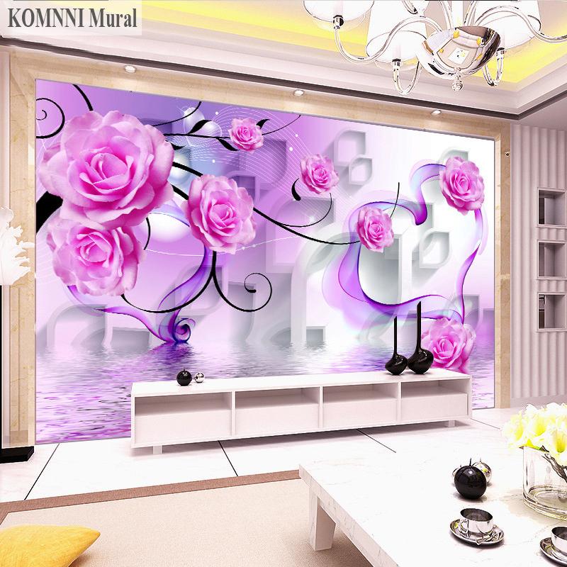 Современные модные обои 3D фрески с цветком розы Спальня Гостиная Диван ТВ Фон Обои