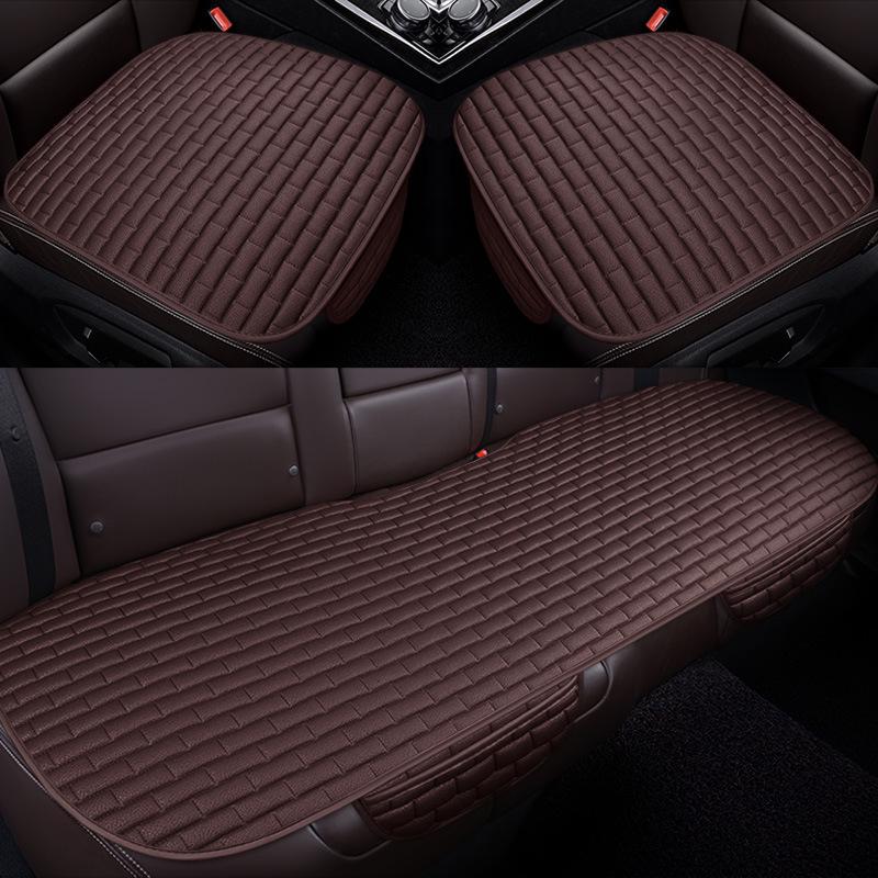 Plaid Three-Piece No-Tie Car Seat Cushion Set for Office and Home - Single Seat and Multi-Seat Interior Decor.
