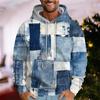 Realistic Denim Pattern Hoodies For Men Fashion Funny Long Sleeve Casual 3D Printed Autumn Hoodie Loose Streetwear Pullover Tops