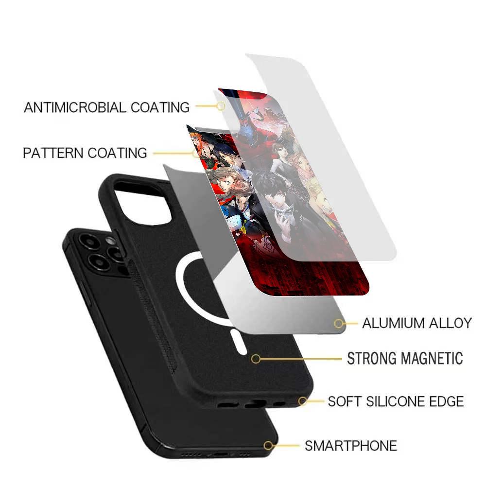 Чехол для телефона Persona 5 Аниме Для iPhone 16 15 14 13 Pro Max 11 12 Mini Зеркало Алекса Для беспроводной зарядки Magsafe Чехол
