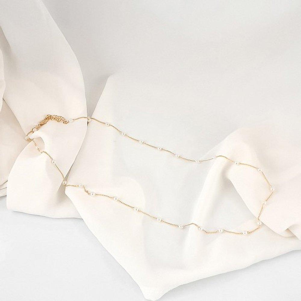 Chain Pearl Long Necklace Nk129