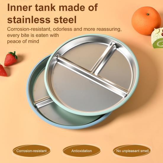 Обеденная тарелка из нержавеющей стали, разделенная на тарелки, круглая сервировочная тарелка, столовая, обеденные блюда, контейнер для детей