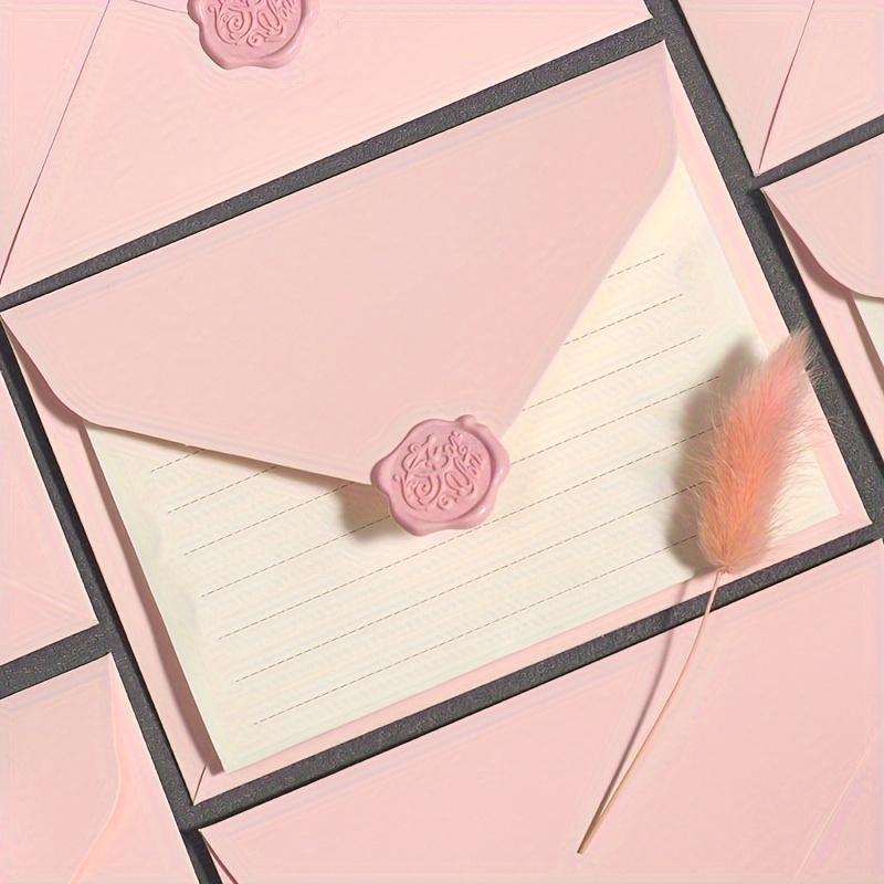 10 шт. Набор розовых конвертов с изображением цветущей вишни, простые романтические любовные письма, наклейки с огненной краской, пригласительные открытки, 5 конвертов, 5 наклеек-печатей