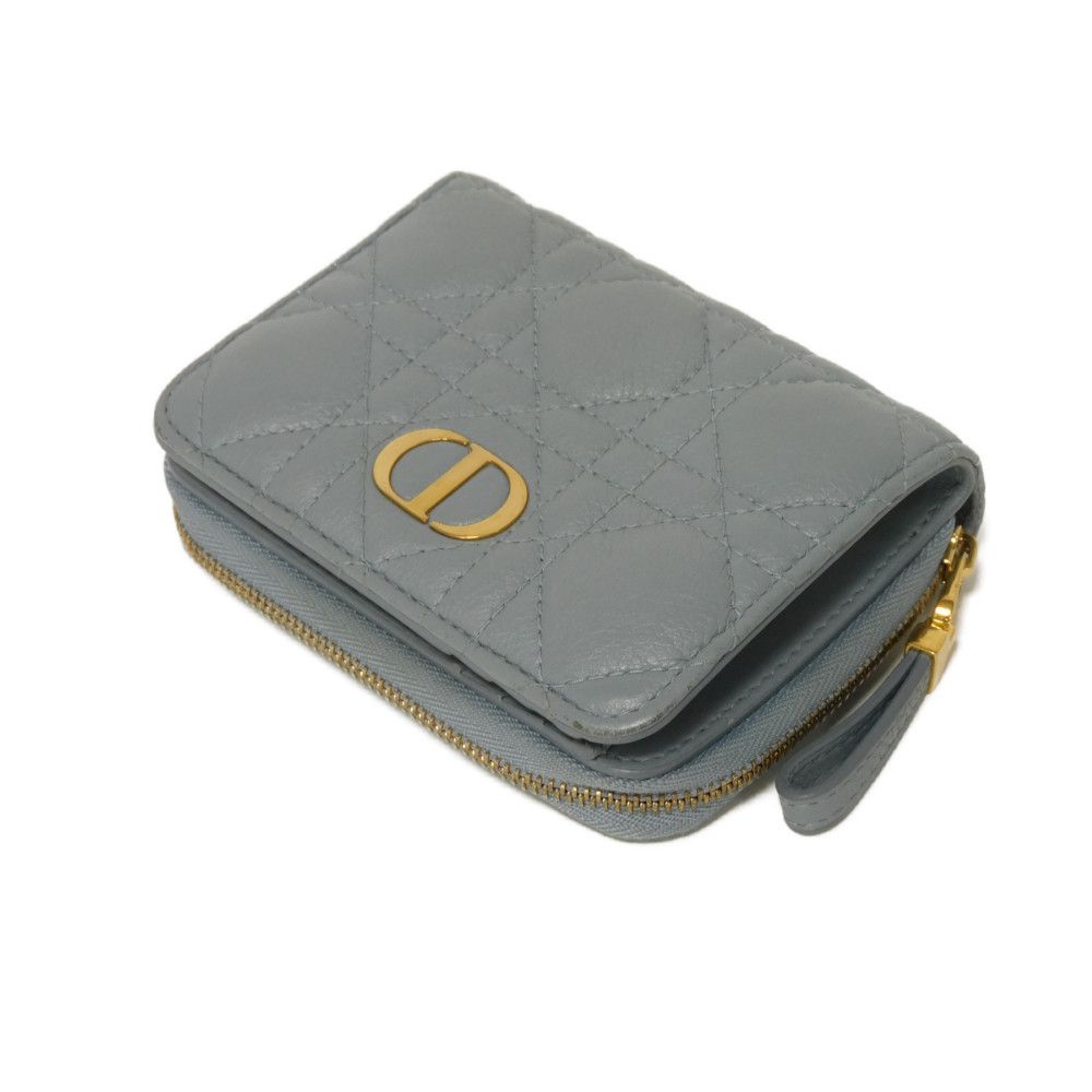 Подержанный кошелек Caro Scarlet (S5032UWHC_M81B) 7941 Текущий логотип CD Вышитый двустворчатый Cannage Небесно-голубой (10656) из Японии