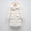Winter Medium and Long Loose White Duck Down Fashion Jacket Waist Warm Hooded Down Jacket Women
