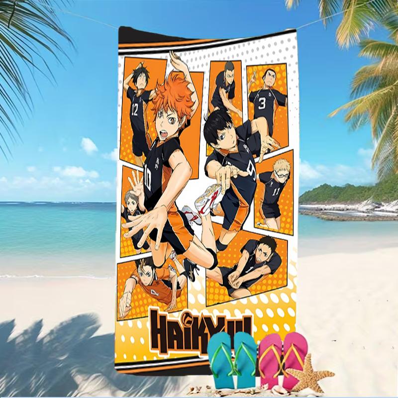 Пляжное полотенце с принтом Haikyu - мягкое, впитывающее, можно стирать в машине. Легкое и современное, для плавания, незаменимое в путешествиях