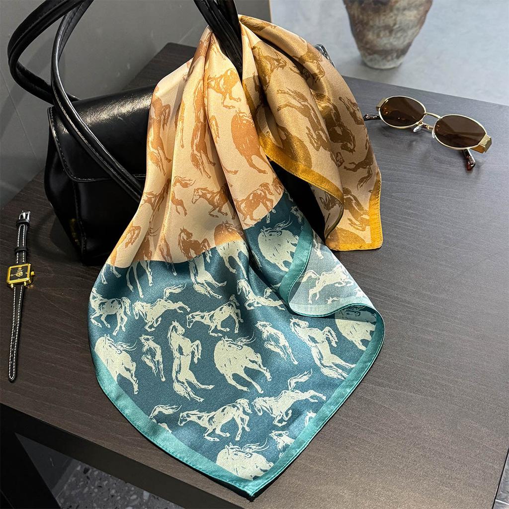 Luxury Brand 100% Natural Silk Scarf Women Design Small Square Shawl Hair Ribbon Headband Fashion Neckerchief Bandana