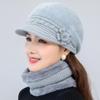 Winter Hat Keep Warm Cap Add Fur Lined Hat And Scarf Set Warm Hats For Female Casual Rabbit Fur Winter Knitted Hat
