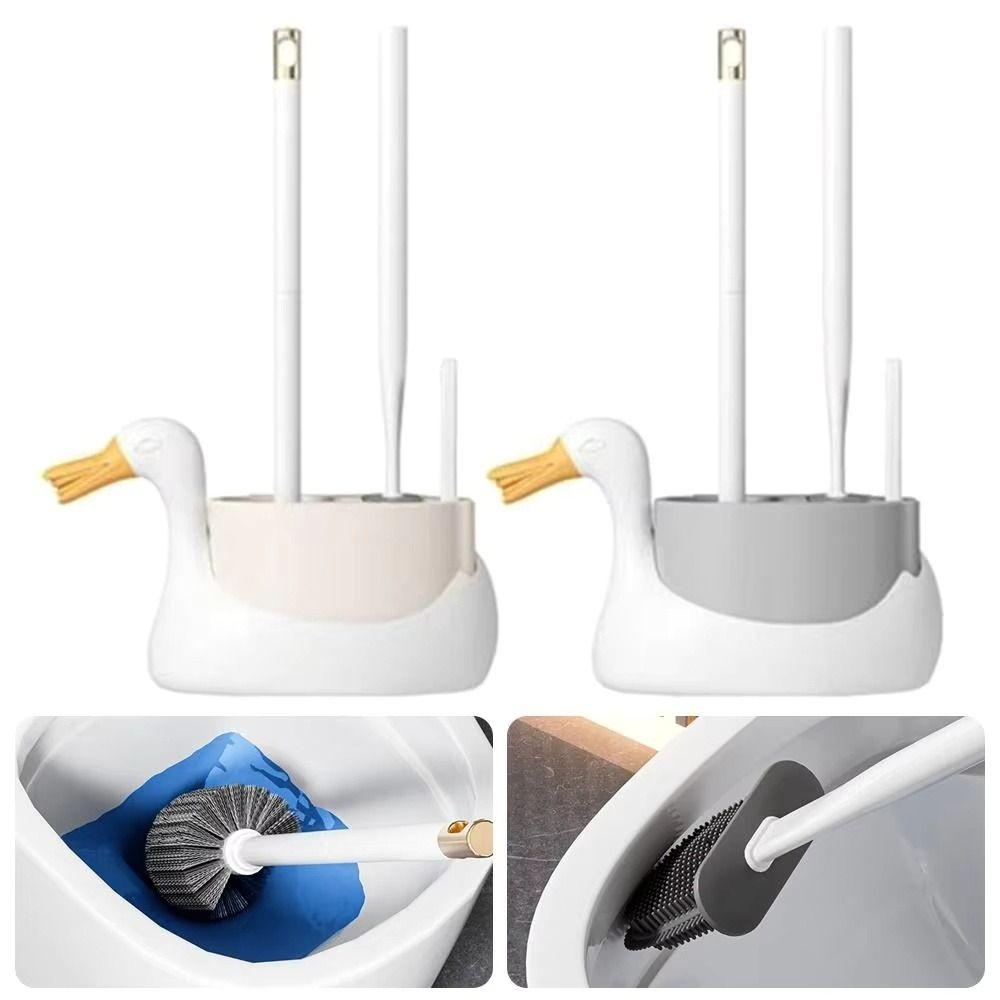 Soft Rubber Brush Head Wall-Mounted Toilet Brush Toilet Brush Set Bathroom Cleaning