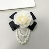 Black Bow Flowers Collar Pin French Style Camellia Flower Bow Brooch Mourning Brooch Women Shirt Collar Clothes Jewelry