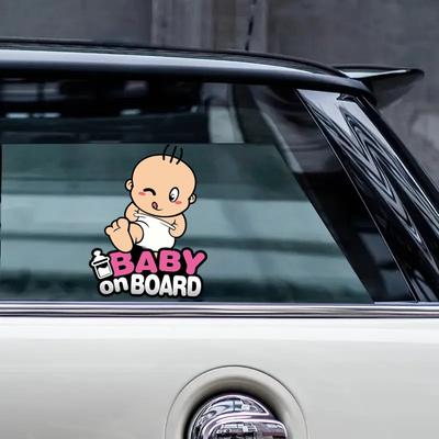 Подмигивающий Малыш на Борту Наклейка на Автомобиль Милый Мультяшный Дизайн Водонепроницаемая ПВХ Наклейка Предупреждающий Знак Безопасности для Автомобильного Окна