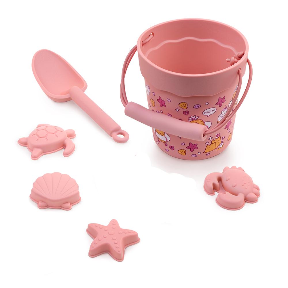 Детский набор силиконовых пляжных игрушек на открытом воздухе, лопата для копания пляжного песка, инструменты для детского купания и игры в воде, портативное ведро