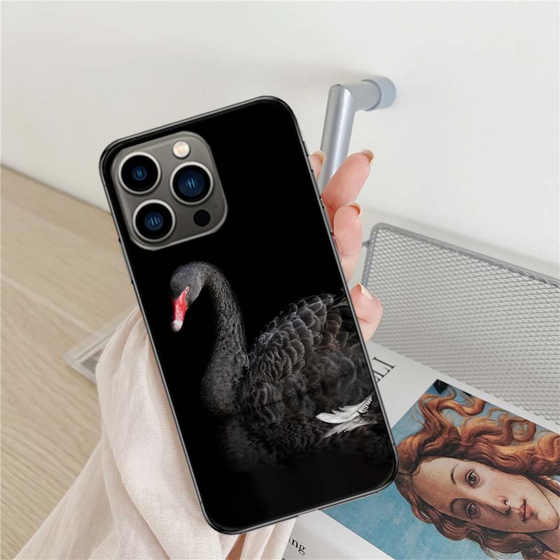 Чехол для телефона Черный Лебедь Для Iphone 17 Air 16 15 Pro Max 14 Plus 16E Чехол 13 Pro 12 Mini 11 Прозрачный Чехол Силиконовый Милый Чехол Мягкий C