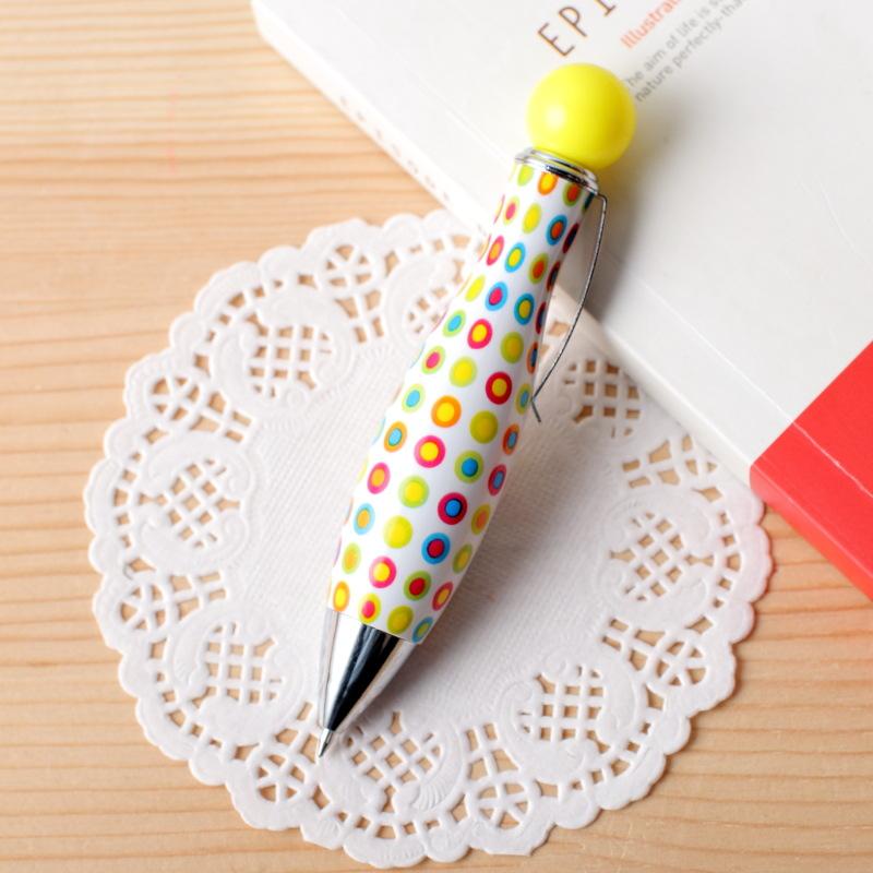 Короткая ручка в форме мини-боулинга, элегантная, с принтом в виде точек и цветов, в стиле бохо, шариковая ручка для школы, офисные принадлежности
