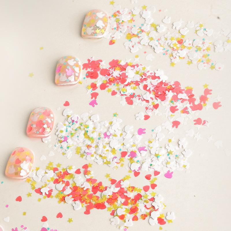 Nail Art Mixed Glitter Sequins: Rabbit, Heart, Starburst & Fairy Designs