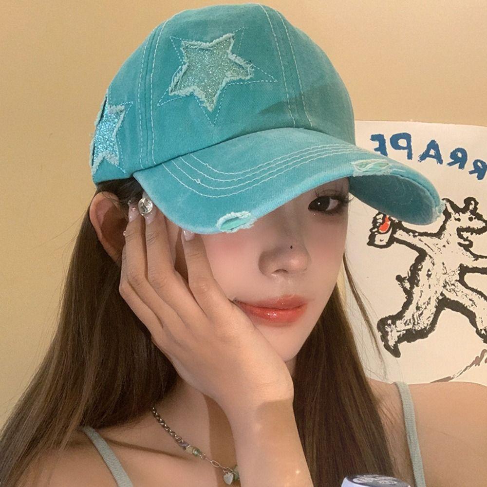 Cotton Y2k Star Baseball Hat Adjustable Spicy Girls Hat Fashion Vintage Baseball Cap for Female