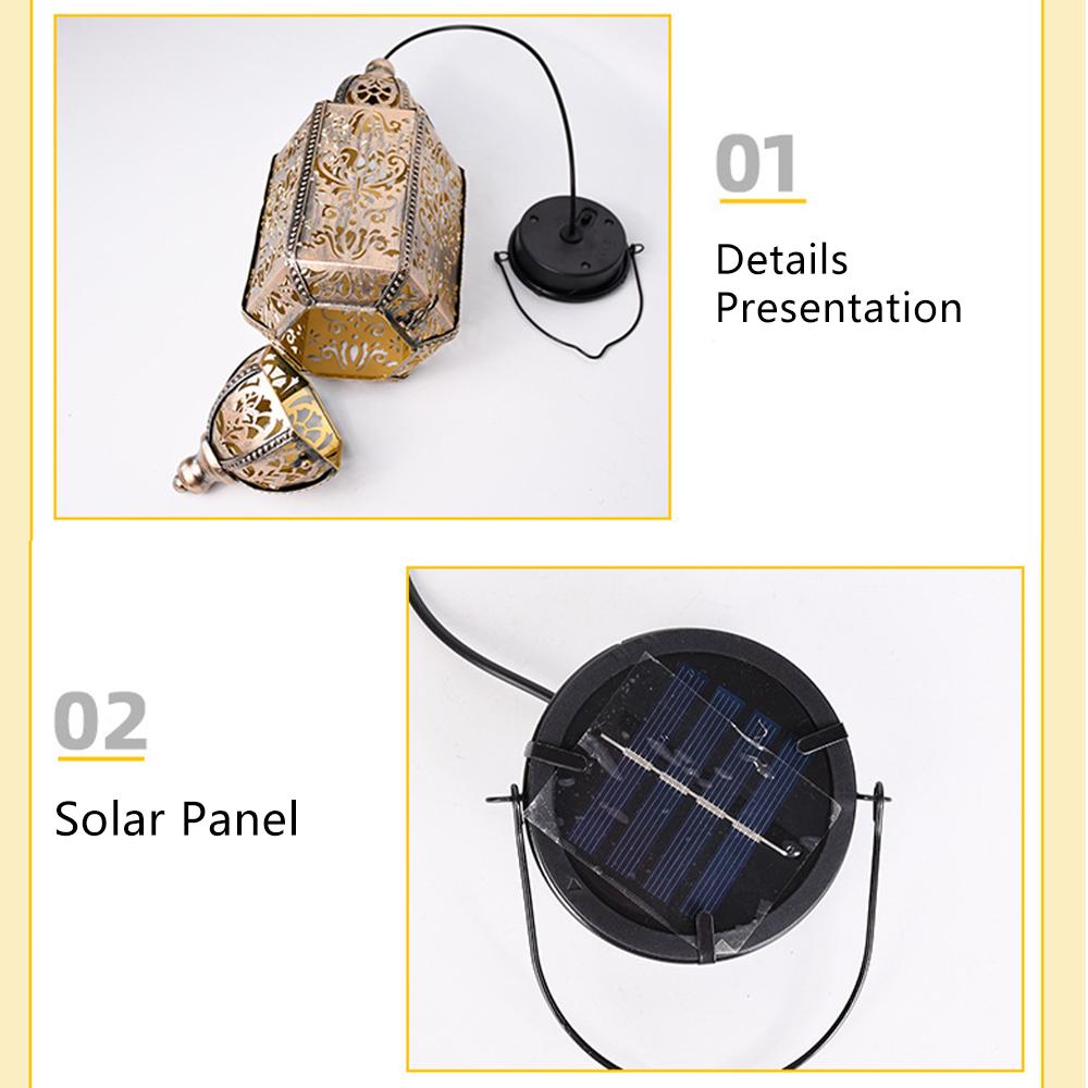 Уличные солнечные фонари Марокканский декоративный фонарь Водонепроницаемый декоративный свет Железная полая проекционная лампа для дома, вечеринки, праздника