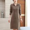 Однотонное трикотажное платье средней длины для женщин Повседневное трикотажное платье-свитер для осени и зимы Пуловер