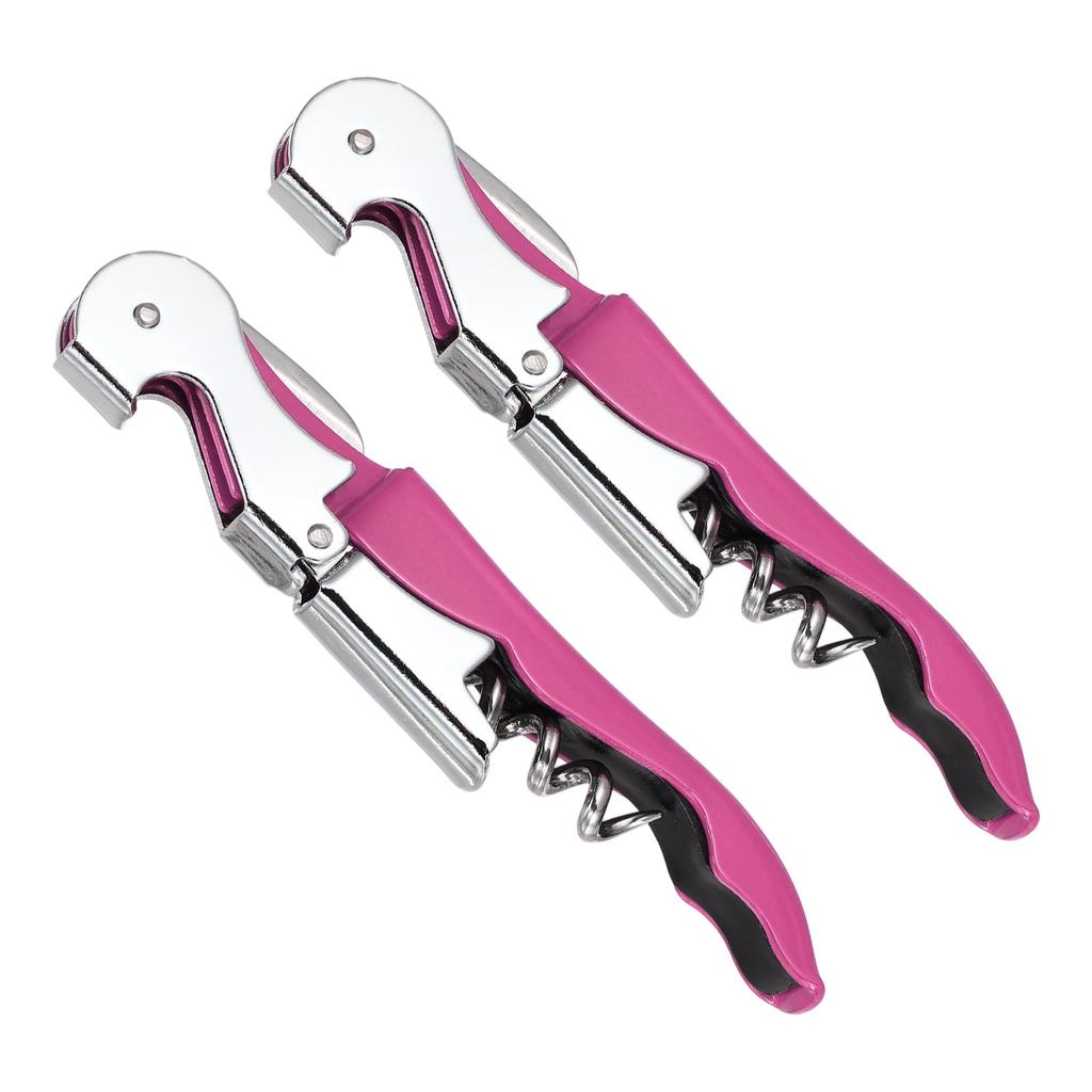 2/4Pcs Professional Waiters Corkscrew Stainless Steel Wine Key with Ergonomic Wood Grip Beer Bottle Opener and Foil Cutter