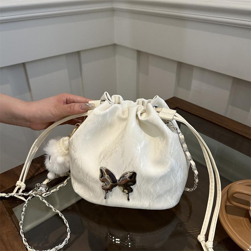 Bow Chain Small Bag Women'S Spring And Summer Niche Design Commuter Bucket Bag