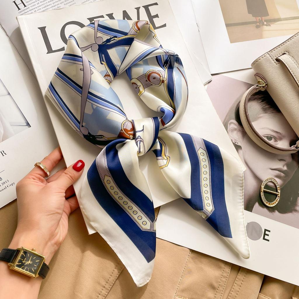 Spring And Summer Satin Long Scarf For Women Sunscreen Shawl Fashionable Beauty Scene Satin Long Scarf Versatile Travel Scarf