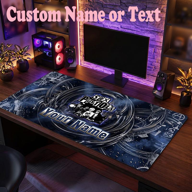 Sex Pistols Customized Name Text Mouse Pad, Large Desk Mouse Mat Personalized Home Office Present