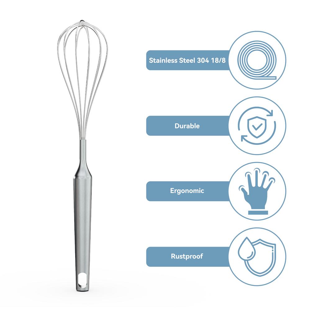 VIMACO® Stainless Steel 304 Balloon Whisk with New Design Heavy Handle Kitchen Cooking Beater Tool for Egg Whipping 2
