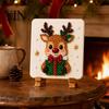 Unique Wall Decoration Christmas Mosaic Art Kit, DIY Sea Glass Santa Kit Reindeer Artwork Craft for Home Decor, Handmade Gift Stained Style