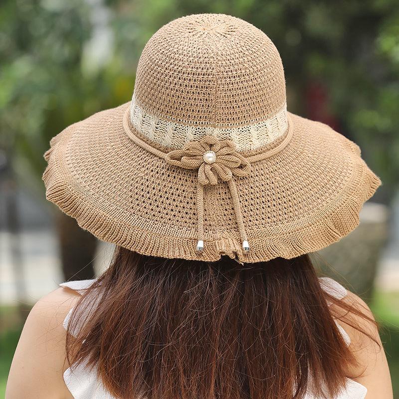 Cotton and Linen Foldable Hat for Women Summer Sun Shading and Sun Protection Hat Women's Large Eave Beach Cooling Hat Basin Hat