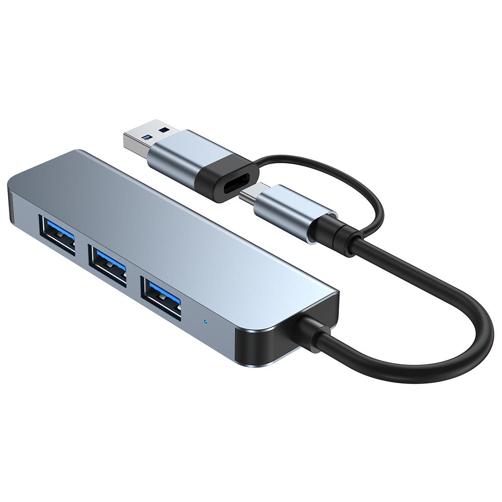 Концентратор типа C к USB-концентратору Док-станция 4-в-1 USB3.0 5 Гбит/с и 3 порта USB2.0 4 порта Сверхтонкий USB-разветвитель