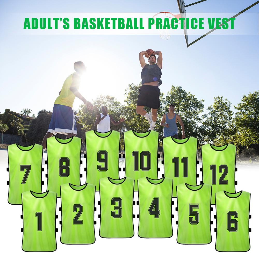 24 шт. Футбольные манишки Быстросохнущие футбольные майки Юношеские спортивные тренировочные манишки с номерами для футбольной команды