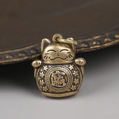 Брелок из чистой меди Lucky Cat, ювелирные изделия своими руками, подвесные аксессуары, брелок, подвеска