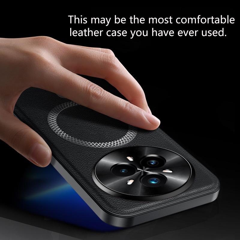 For Realme 14 Pro Case Magnetic Elegant Leather Wear-Resistant Lens Fully Covered Non-Slip Grip Edge Cover Shell