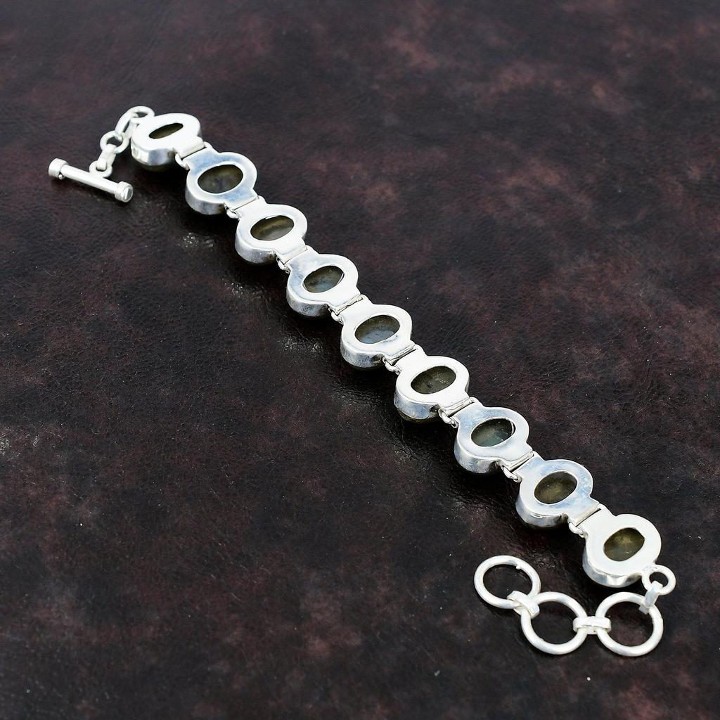 Labradorite Bracelet 925 Sterling Silver Bracelet Top Quality Gemstone Bracelet Adjustable Chain Bracelet Handmade Jewelry Anniversary Gift