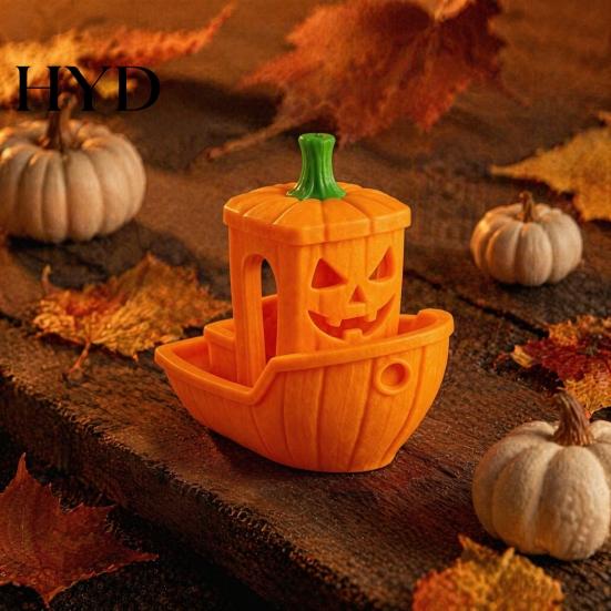 Ghost Ship Figurine 3D Printed Halloween Boat Figurine, Spooky Pumpkin Festive Holiday Decorations Statue for Party Tabletop Home Decor Themed