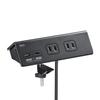 Настольная удлинительная планка Sanwa Direct с зажимом, 4 розетки переменного тока, USB-порты, кабель 3 м, черный (700-TAP047UC-3BK)