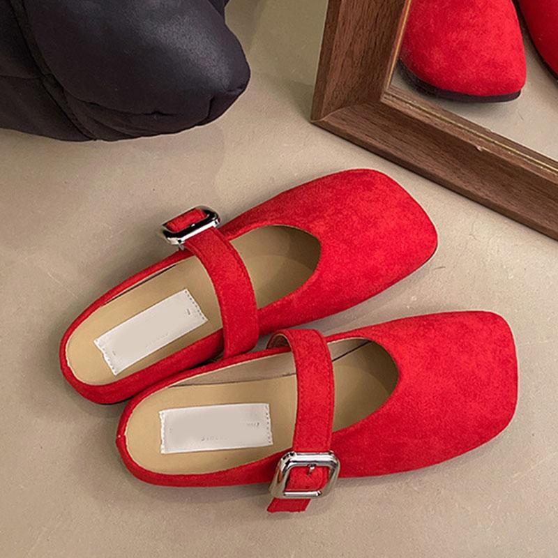 Fashion Spring Retro Single Shoes Comfortable Flat Bottom Ladies Sandals Square Toe Ballerina Style Slippers Casual Solid Mules Slides