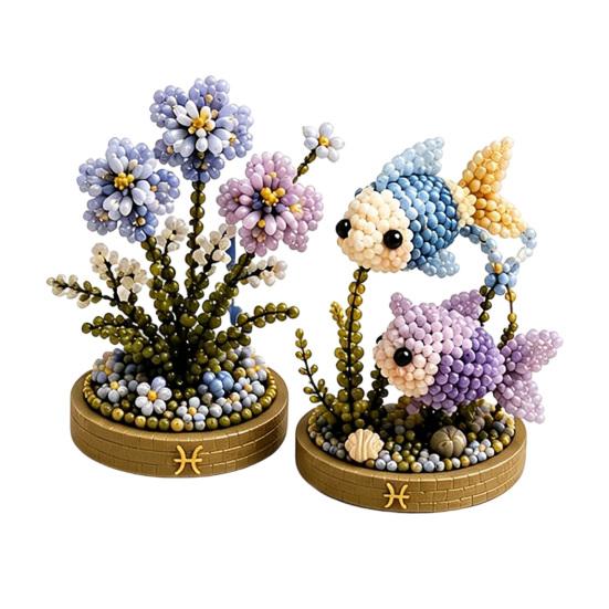 12 Zodiac Signs Bead Craft Kit DIY Beaded Garden Kit 3d Beaded Astrology Flower Kit