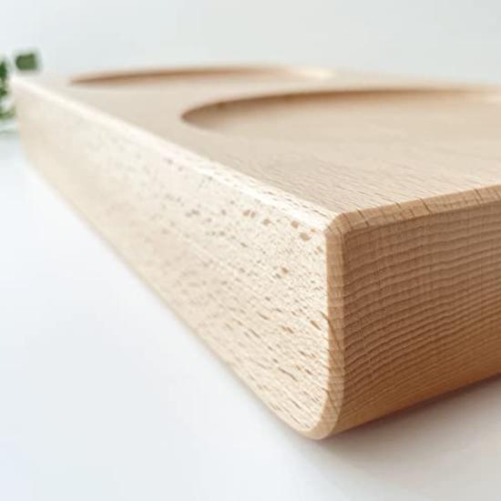 KATOMOKU Cat Beech Table, 2-Dish Capacity, Wood, km-123NA