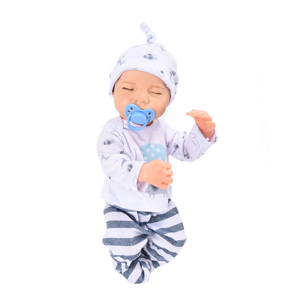 18inch Cute Lifelike Baby Boy Doll Short Hair High Simulation Vinyl Doll with Magnetic Pacifier