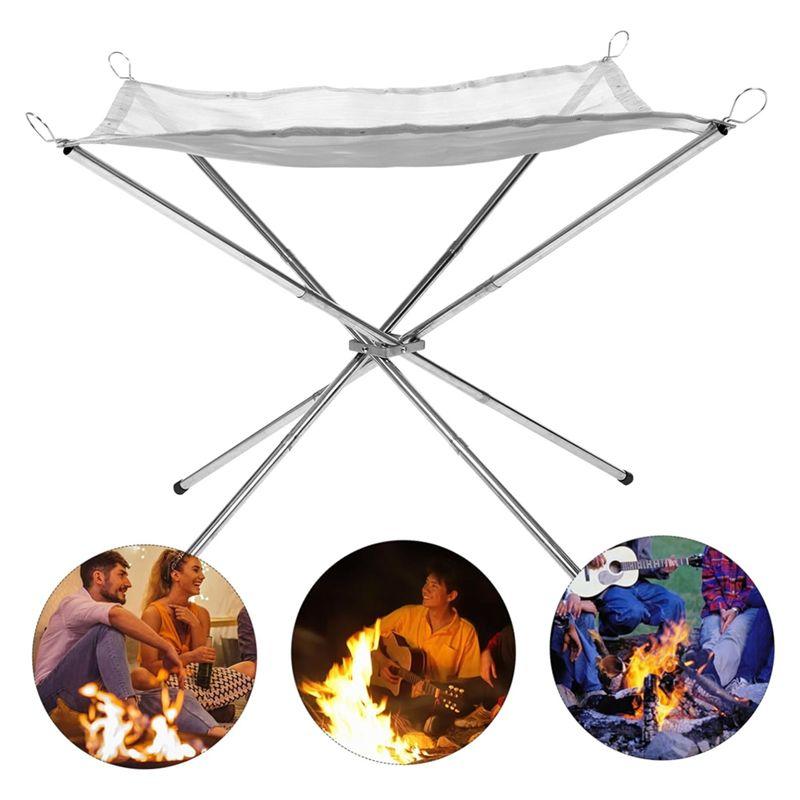 ABBY-Folding Campfire Stand Portable Folding Fire Pit Portable Fire Pit Outdoor Metal Holder Metal Brackets,Medium Easy To Use