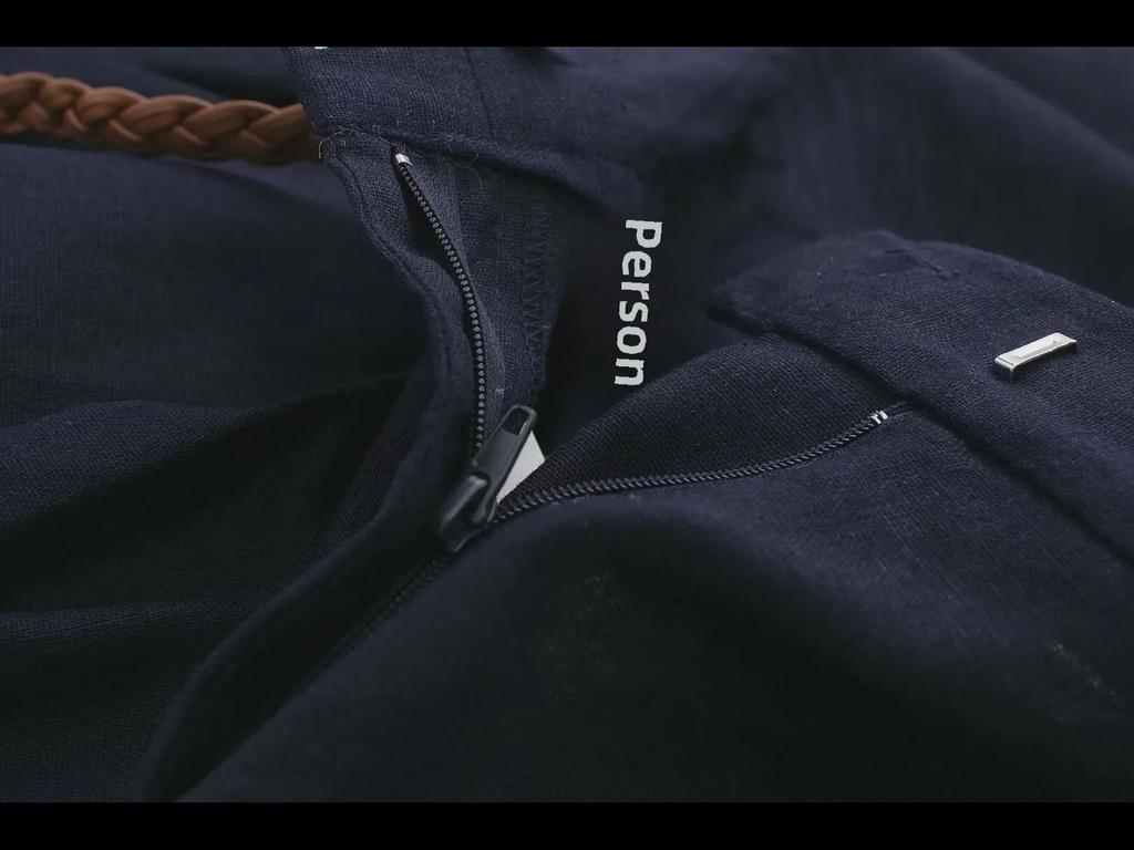 Летние 2024 г. Женские прямые брюки в европейском и американском стиле из льняной смеси с высокой талией в стиле ретро