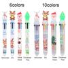 6/10Colors Cute Gifts School Xmas Stationery Merry Christmas Cartoon Ball-point Pen Santa Claus Pen